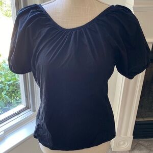 J. Crew black scoop neck black organic cotton blouse top small 2